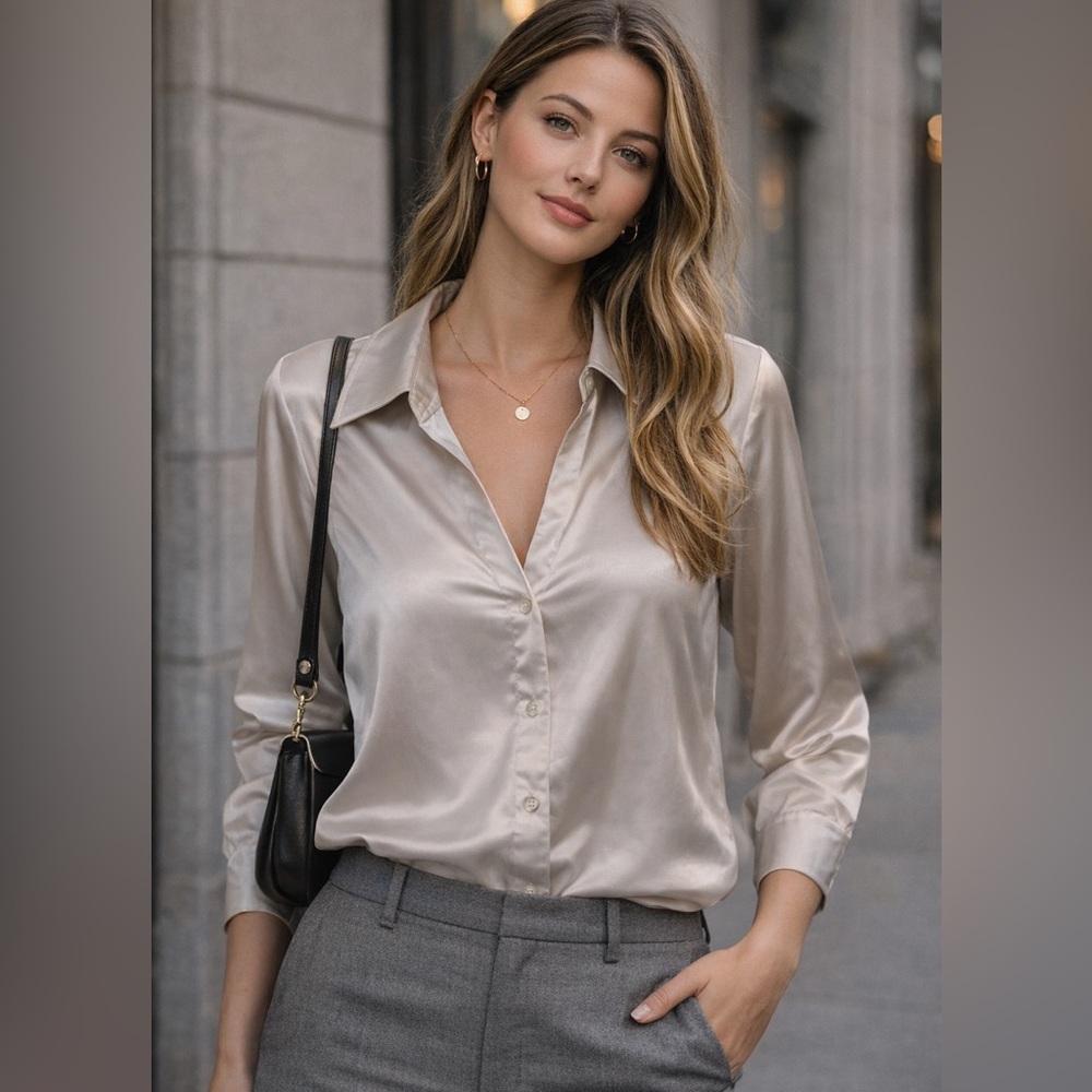 H&M Women's Blouse in Light Gray